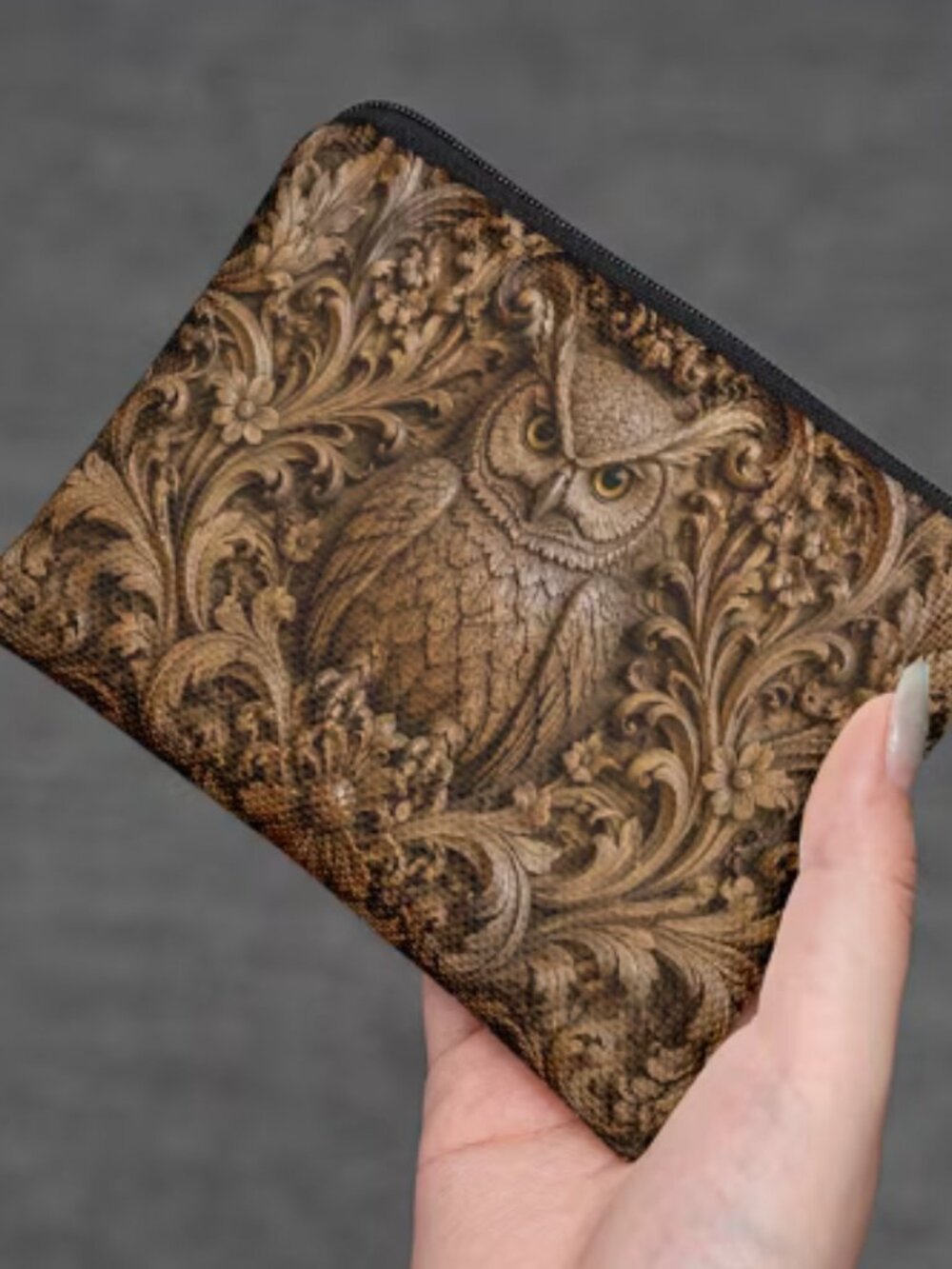 Carved Look Canvas Coin Purse